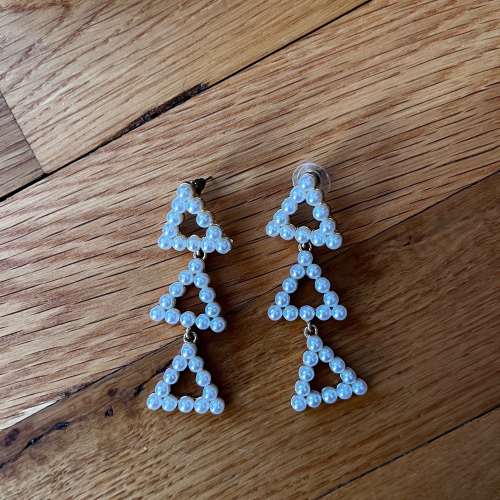 Elegant Pearl Triangle Drop Earrings